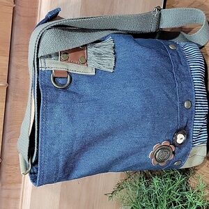 Chala Denim & Leather Crossbody Bag